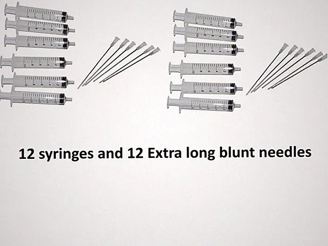 12 pcs 10ml Syringe & 6 XTRA LONG Blunt Needles for Ink Cartridge & CIS Refill