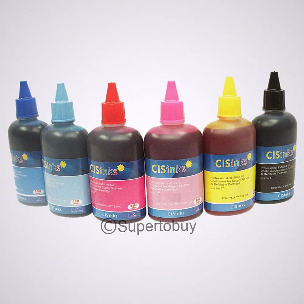 6 Color Compatible Bulk INK Refill Bottle Set for Canon IP6000 IP6000D CISS CIS