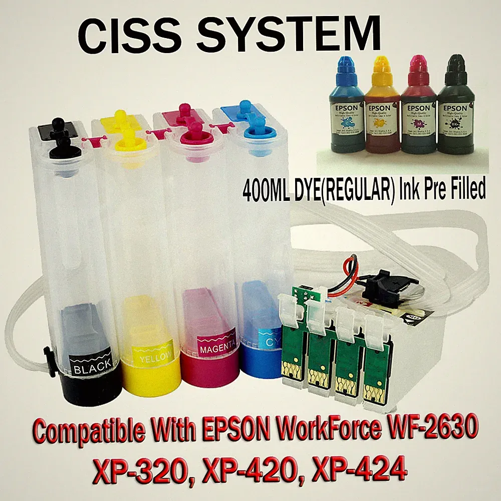 CISS Continuous Ink System Compatible with Epson WF-2630,XP-420,424,320,DYE INK