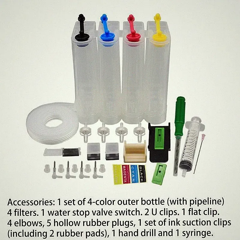 Continuous Ink Supply System for Canon Inkjet Printer 4 Colors Refill DIY Kit