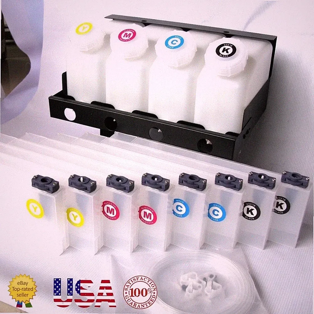Roland Continuous Ink System for VS-300/VS-420: 4 Bulk Bottles with 8 Cartridges
